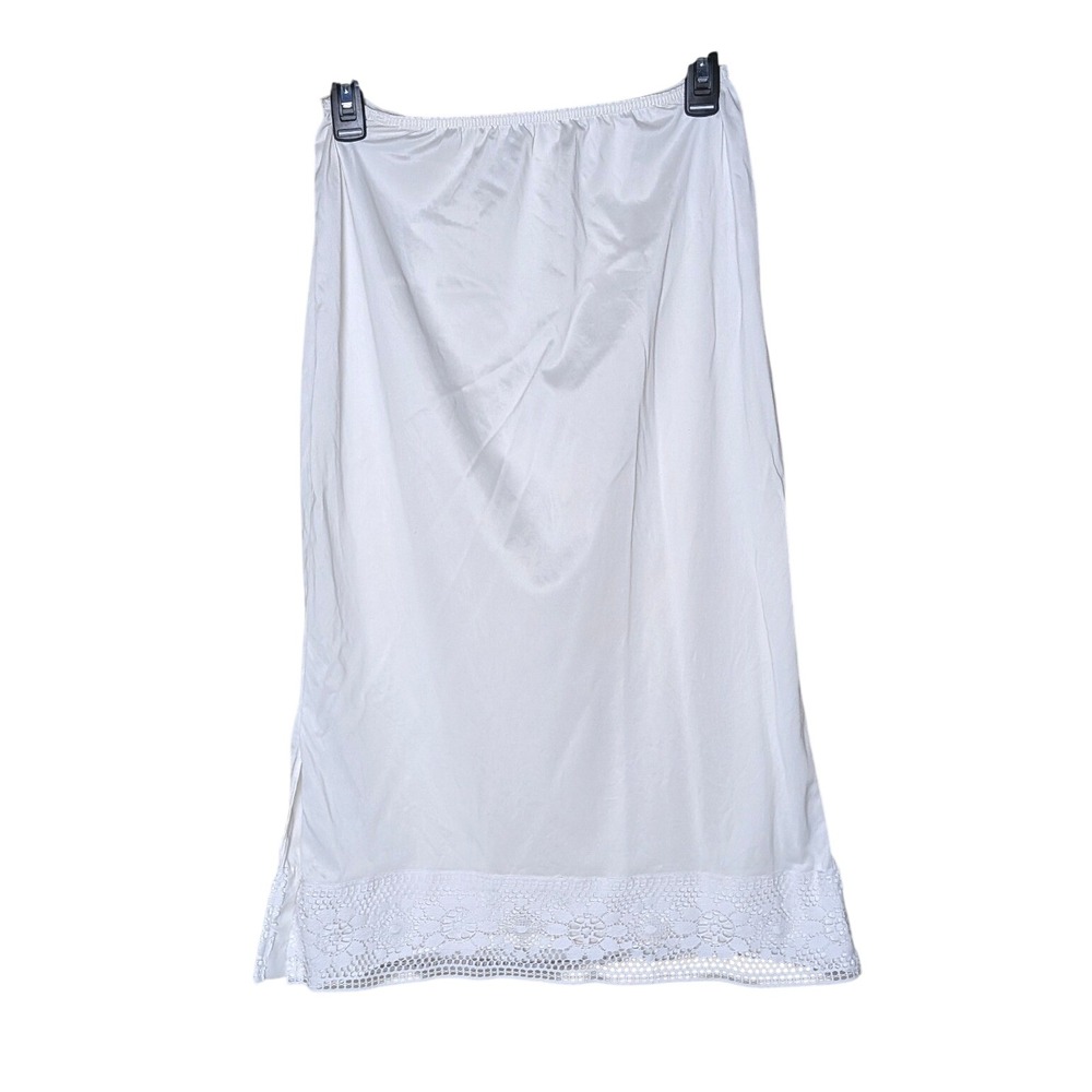 Vintage White Half Slip Skirt Lace Hem Midi‎ Petticoat Underskirt Cottagecore